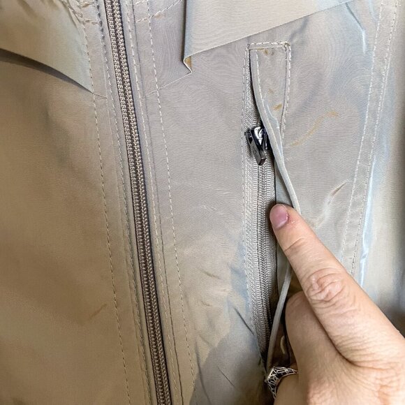 Cole Haan Womens Packable Hidden Hood Iridescent Trench Raincoat Jacket Womens L - Picture 15 of 15